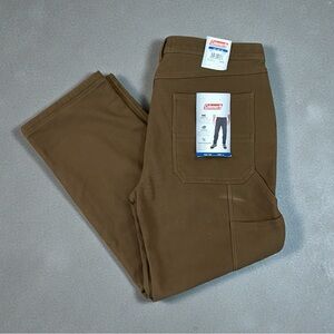 Coleman fleece-lined canvas utility pants Men 38/30 Tear Resistant Tobacco Brown